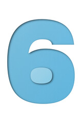 Light blue confetti font number 6 isolated on transparent background.