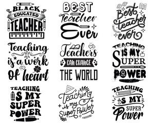 Teacher T shirt Design Bundle, Vector Teacher T shirt design, Teacher's Day shirt, Teacher typography T shirt design Collection, teachers day svg design.

