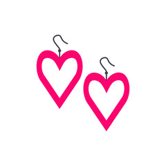Heart shaped earrings in bright neon colors in the style of the 90s. Kidcore aesthetic, y2k style. Trendy illustration for cotton, social media marketing, branding, packaging, covers. Vector art