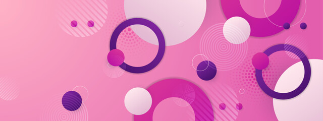 Purple and pink modern abstract geometric banner with shapes