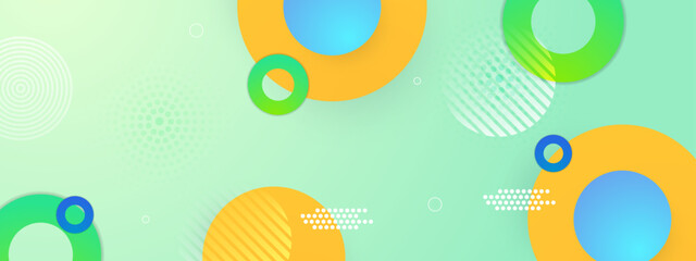 Green orange and blue modern abstract geometric banner with shapes