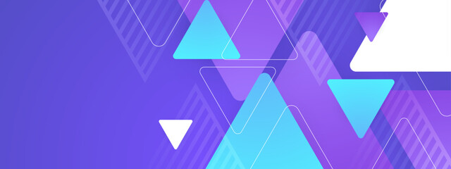 Violet blue and white modern abstract geometric banner with shapes