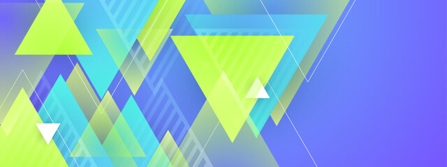 Green and blue modern abstract geometric banner with shapes