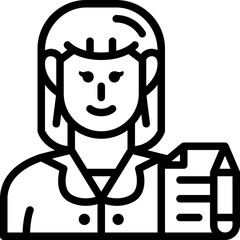 female writer line icon