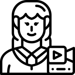 woman vlogger line icon
