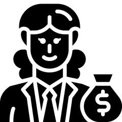 woman investor solid icon