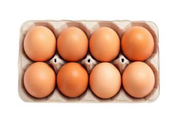 Box with eggs isolated on transparent background, top view