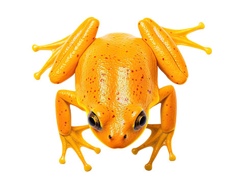 Orange frog isolated on transparent background, top view