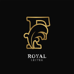 letter F floral luxurious outline style initial vector design