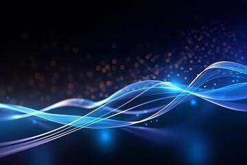 abstract futuristic background with dark blue glowing neon moving high speed wave lines and bokeh lights. Data transfer concept Fantastic wallpaper, Generative AI