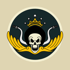 skull rider with crown mascot logo