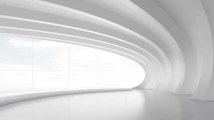 Abstract modern architecture background empty white. 3D rendering futuristic interior space design. Generative AI