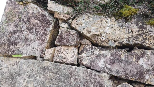 Takeda Castle Ruins Stone Walls Closeup Texture Historic Landmark Site of Japan