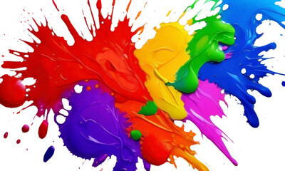Colorful art colors splashes on transparent background.