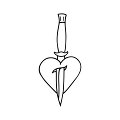 vector illustration of a dagger piercing the heart