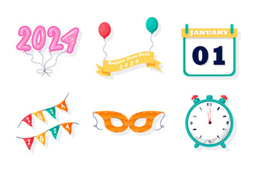 Set Collection of New Year Party Element