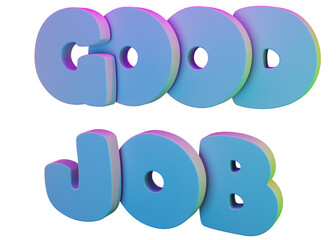 3d Rendering of Good Job Sticker with Transparent Background