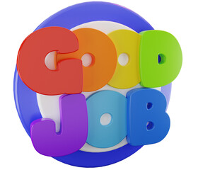 3d Rendering of Good Job Sticker with Transparent Background