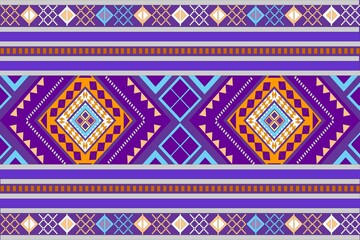 Purple, yellow and navy blue tribal fabric, background image.