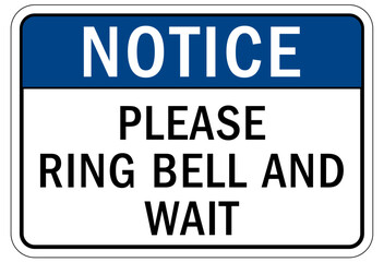 Fototapeta premium Ring bell sign and labels please ring bell and wait