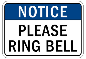 Fototapeta premium Ring bell sign and labels please ring bell