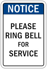 Ring bell sign and labels please ring bell for service