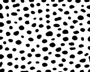 Dalmatian black spots pattern seamless on a white background classic design.