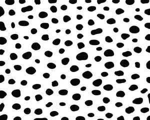 Dalmatian black spots pattern seamless on a white background classic design.