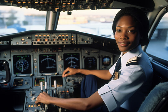 Confident commercial airline pilot ready to fly. 