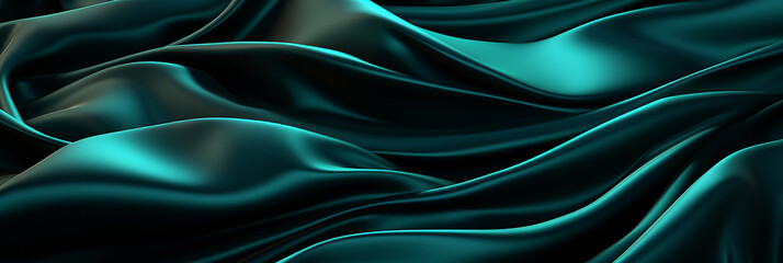 Obraz premium Schöner abstrakter futuristischer Hintergrund in welligen türkis Farben für Webdesign und Drucksachen als Vorlage in Querformat für Banner, ai generativ