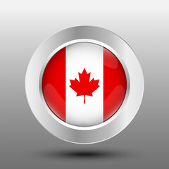 Canada round flag metal button background