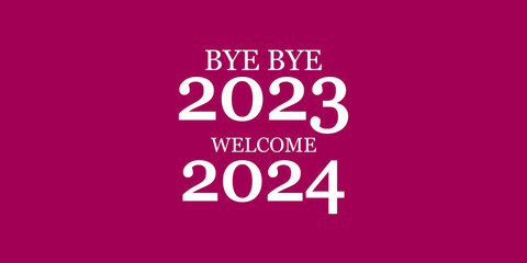 By by 2023 welcome 2024 stylish text design and dark pinl background-01