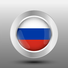 Russia round flag metal button background