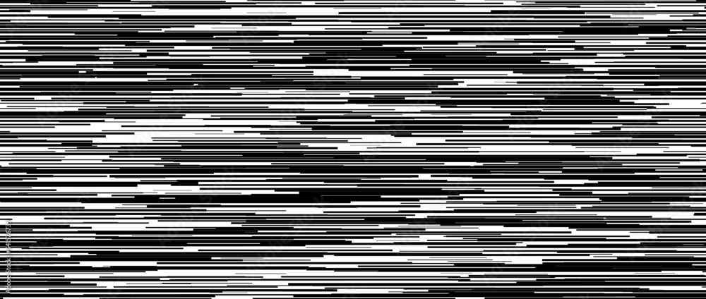 Poster Seamless irregular lines pattern. White tv noise repeating background. Black white horizontal random lines backdrop. Glitch and failure concept wallpaper. Vector graphic design illustration