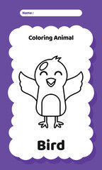 Animal Coloring Exercise Practice Worksheet for Kids