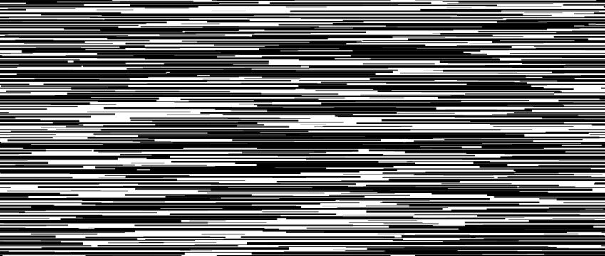 Seamless irregular lines pattern. White tv noise repeating background. Black white horizontal random lines backdrop. Glitch and failure concept wallpaper. Vector graphic design illustration
