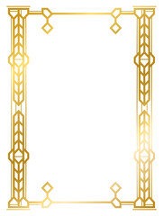 Art Deco gold frame vintage frame line geometric wedding label card frame png transparent background