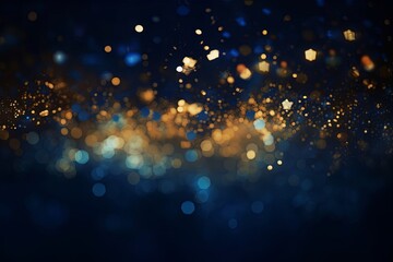 Obraz na płótnie Canvas abstract gold, black and blue glitter background with fireworks. christmas eve, 4th of july holiday concept, Generative AI