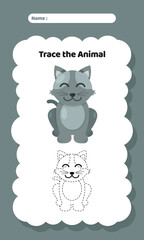 Animal Writing Exercise Practice Worksheet for Kids