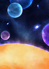 Space astronomy watercolor png element