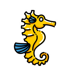 seahorses icon in colors and filled outline style