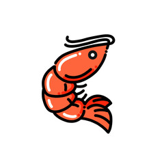 shrimp icon in colors and filled outline style