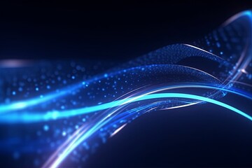 Fototapeta na wymiar abstract futuristic background with dark blue glowing neon moving high speed wave lines and bokeh lights. Data transfer concept Fantastic wallpaper,Ai, Generative AI