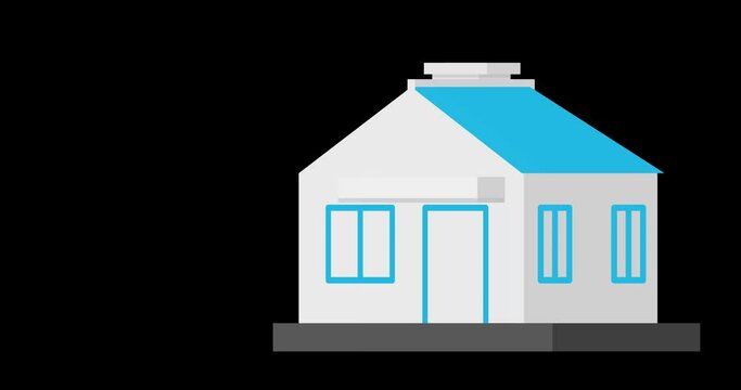 2D animation of a rotating house