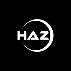 HAZ letter logo design with black background in illustrator, cube logo, vector logo, modern alphabet font overlap style. calligraphy designs for logo, Poster, Invitation, etc.