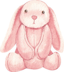 Newborn Baby Girl gift. Watercolor hand drawn illustrations with pink elements for baby shower isolated on white background.