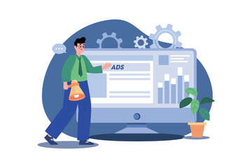 Man checking advertisement Illustration
