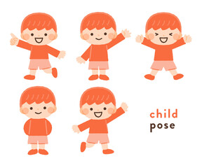 子供・男の子のポーズのイラスト素材セット