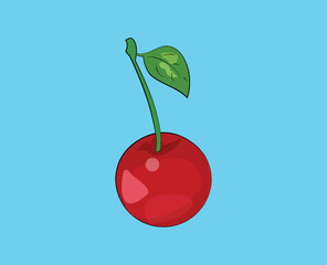 Vector cherry isolated on blue background