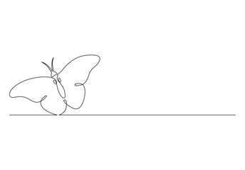  Butterfly insect flies in flight spreading its wings. Continuous one line drawing butterfly vector illustration. Pro vector.